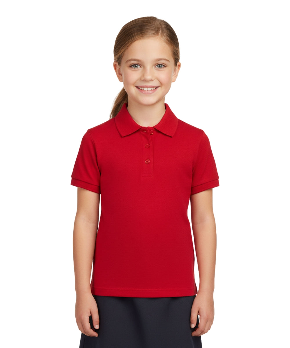 Girl's High Quality Soft Uniform Short Sleeves Polo Shirt Red 5-18 GSU01