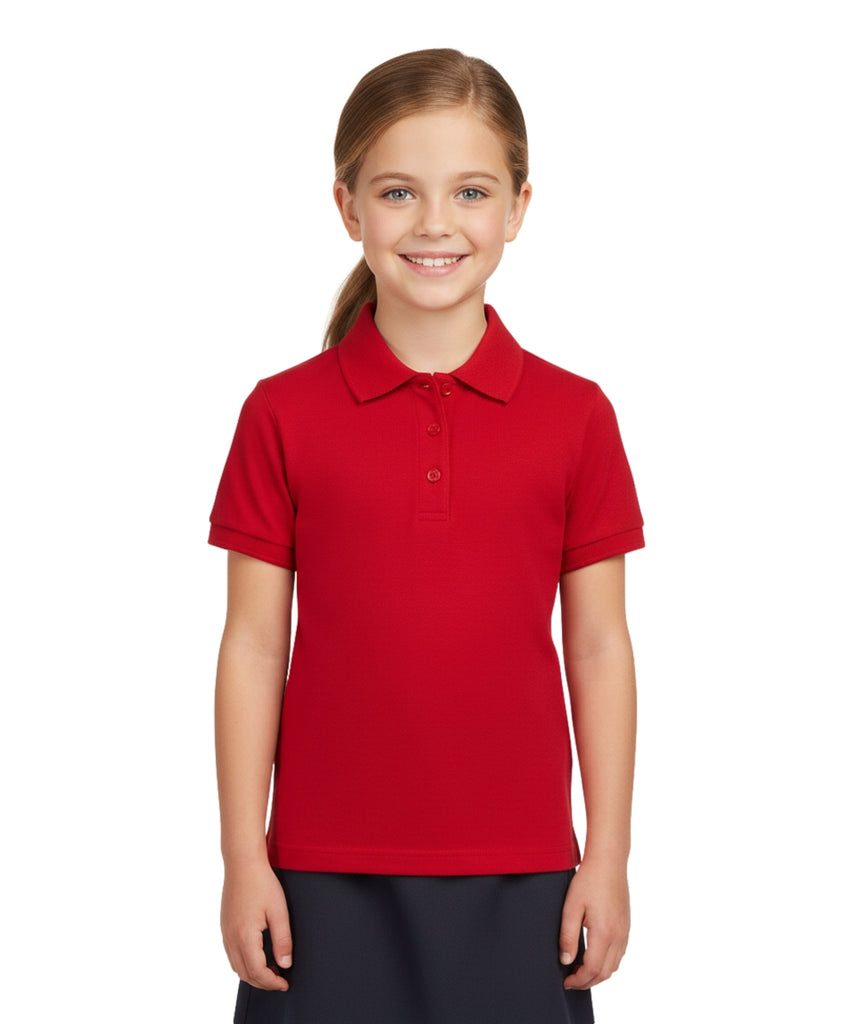 Girl's High Quality Soft Uniform Short Sleeves Polo Shirt Red 5-18 GSU01