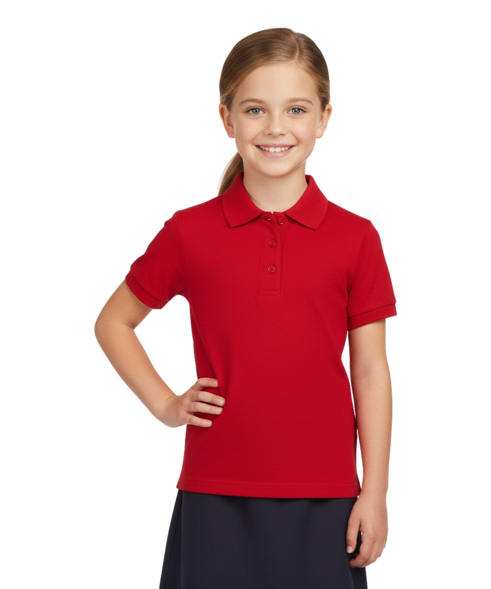 Girl's High Quality Soft Uniform Short Sleeves Polo Shirt Red 5-18 GSU01