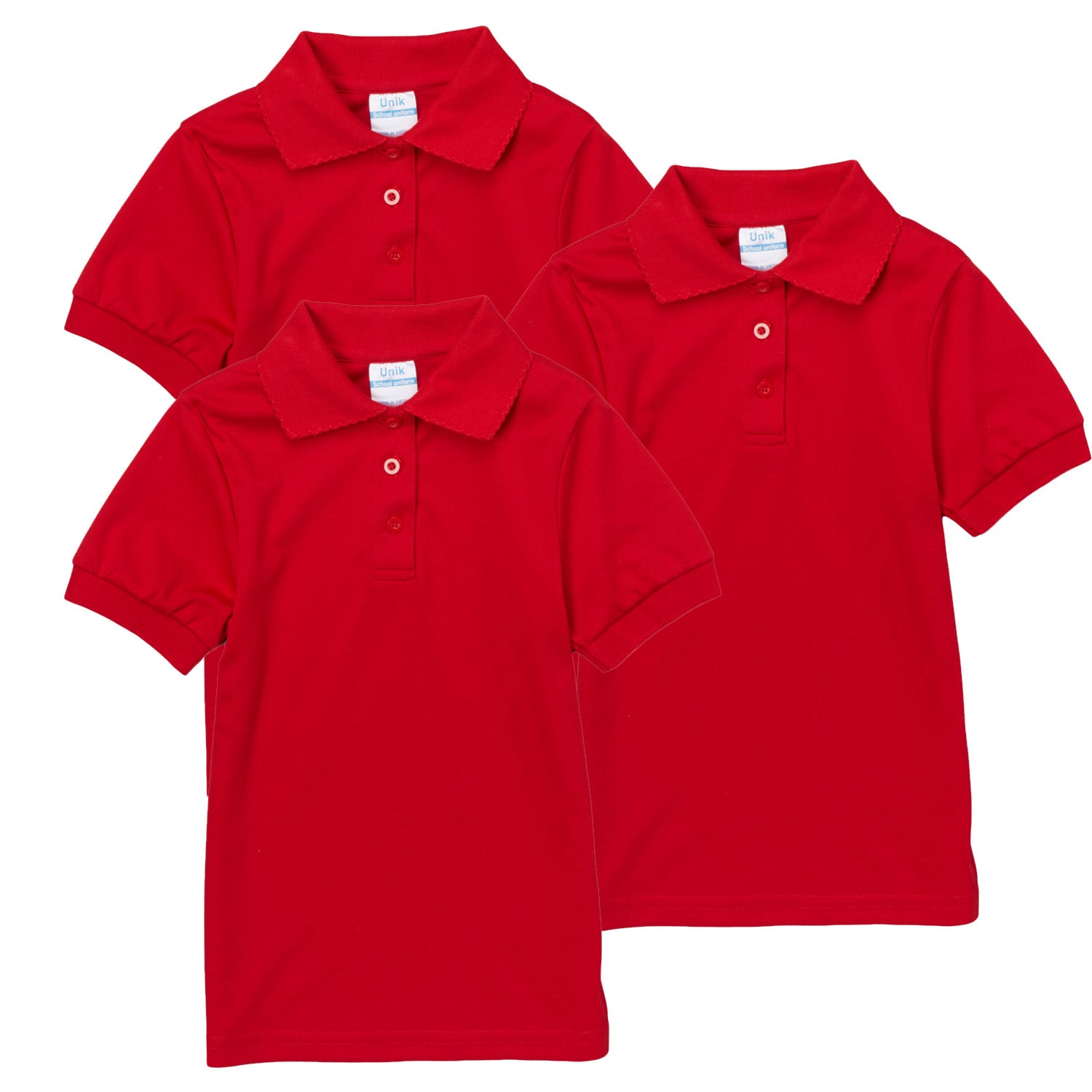Girl's High Quality Soft Uniform Short Sleeves Polo Shirt Lgrey 5-18 GSU01 3 Pack