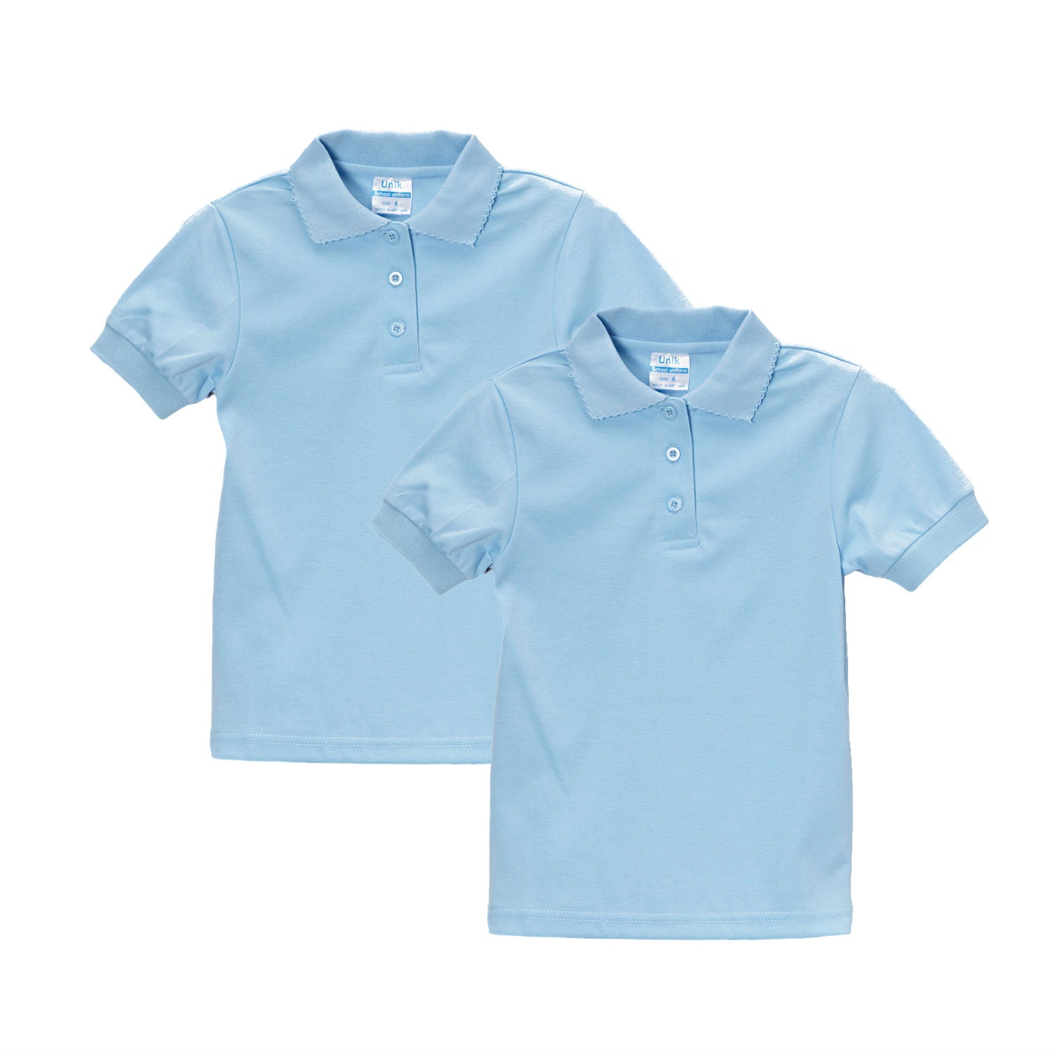 Girl's High Quality Soft Uniform Short Sleeves Polo Shirt White 5-18 GSU01 2 Pack