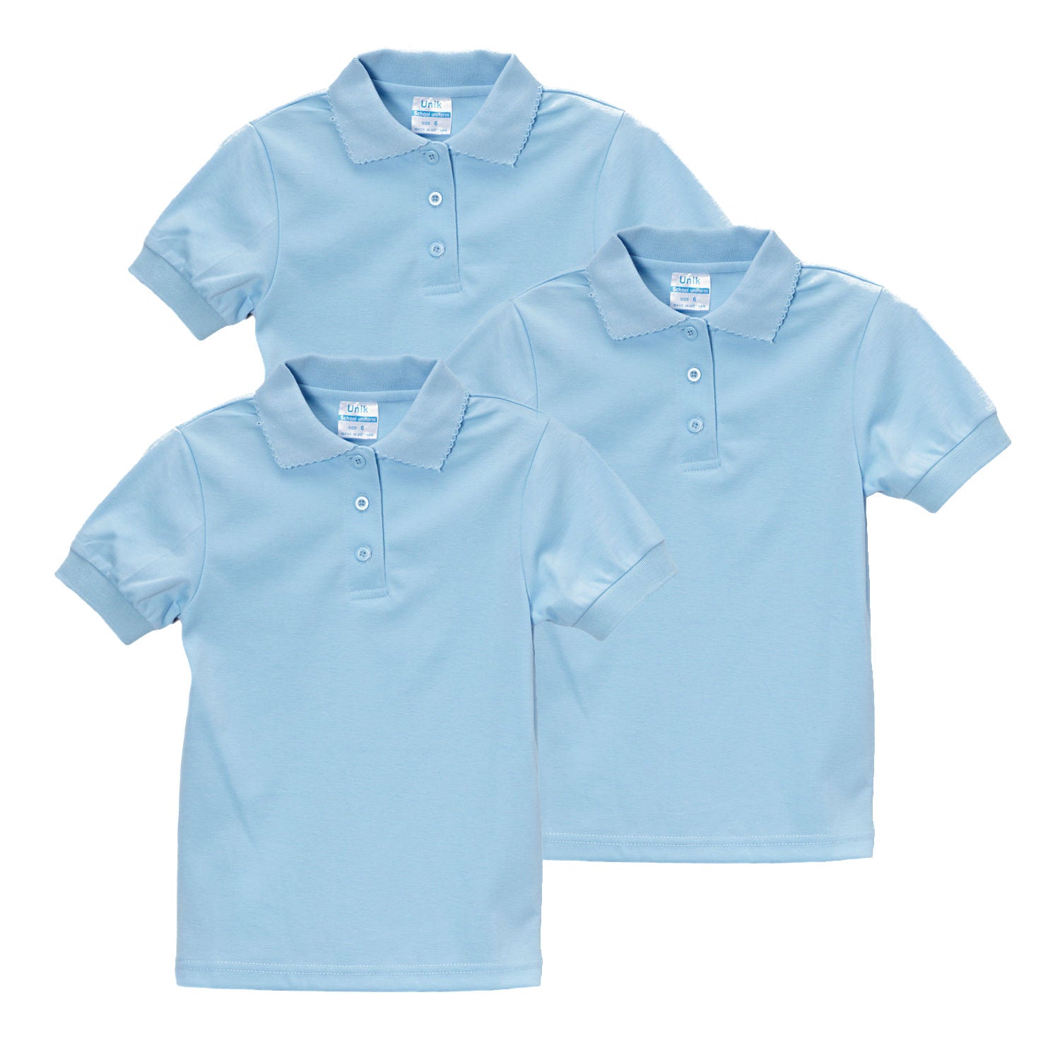 Girl's High Quality Soft Uniform Short Sleeves Polo Shirt Lgrey 5-18 GSU01 3 Pack