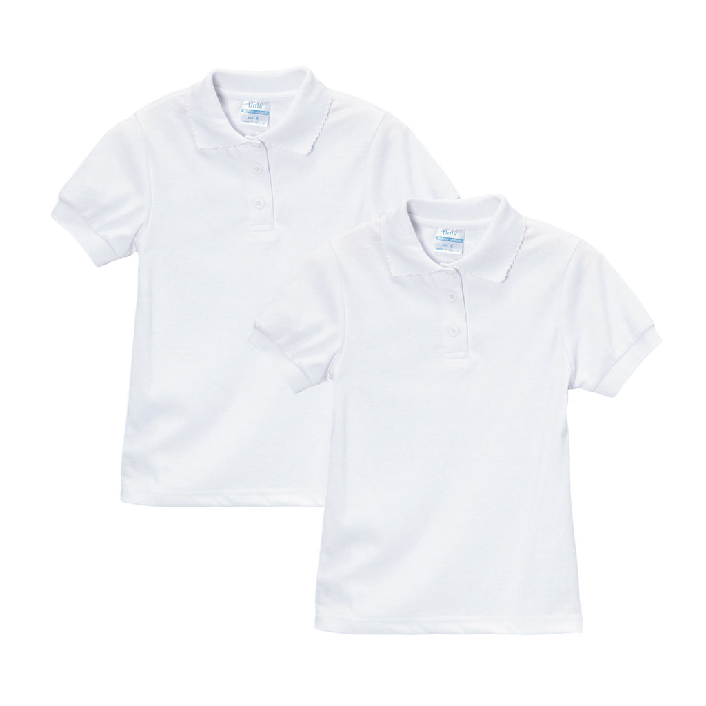 Girl's High Quality Soft Uniform Short Sleeves Polo Shirt Lgrey 5-18 GSU01 2 Pack