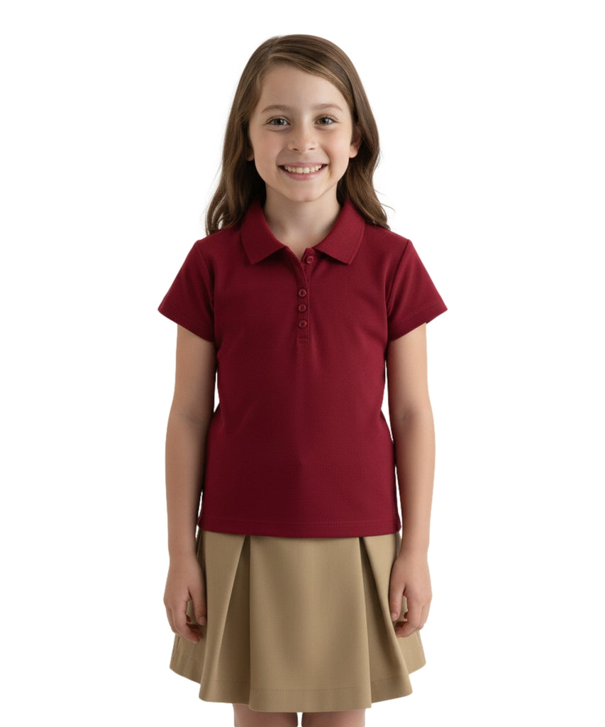 Girl's Uniform Triple Button Blouse Burgundy  5-18 GSU02
