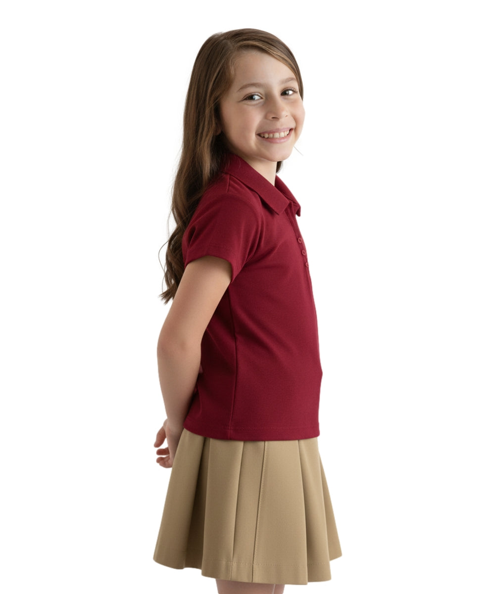Girl's Uniform Triple Button Blouse Burgundy  5-18 GSU02