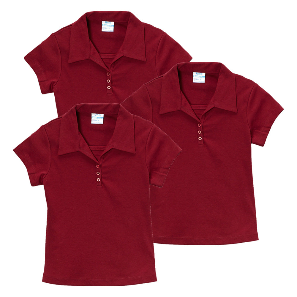 Girl's Uniform Triple Buttons Burgundy 5-18 GSU02 3 Pack