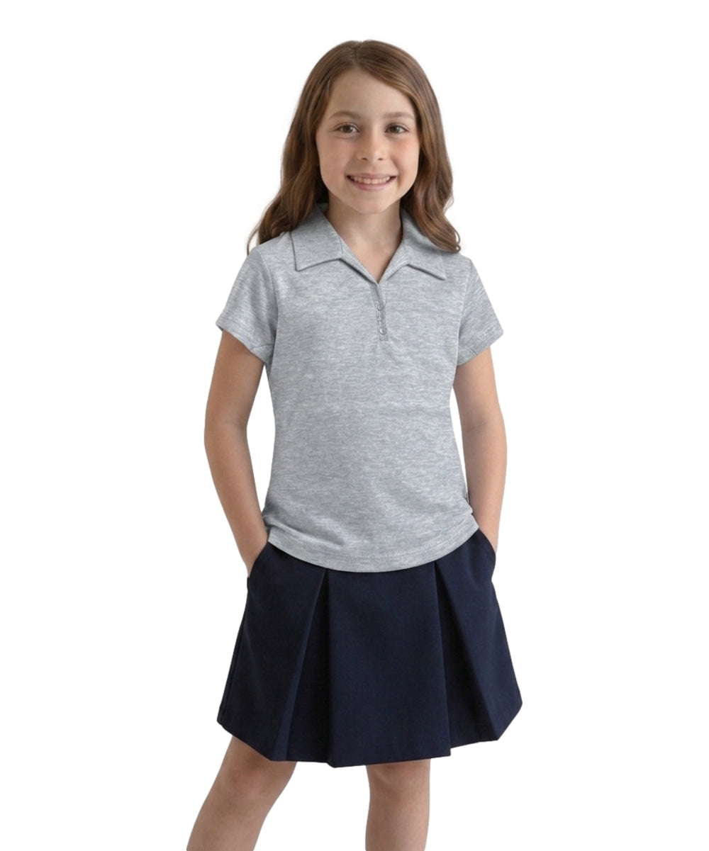 Girl's Uniform Triple Button Blouse Light Grey 5-18 GSU02