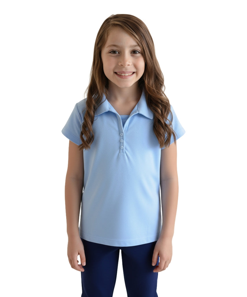 Girl's Uniform Triple Button Blouse Sky Blue  5-18 GSU02