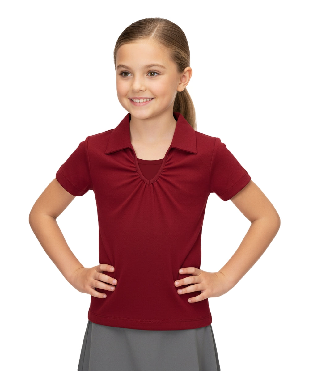 Girl's Uniform V-Neck Collar Blouse Burgundy 3Pack  5-18 GSU03