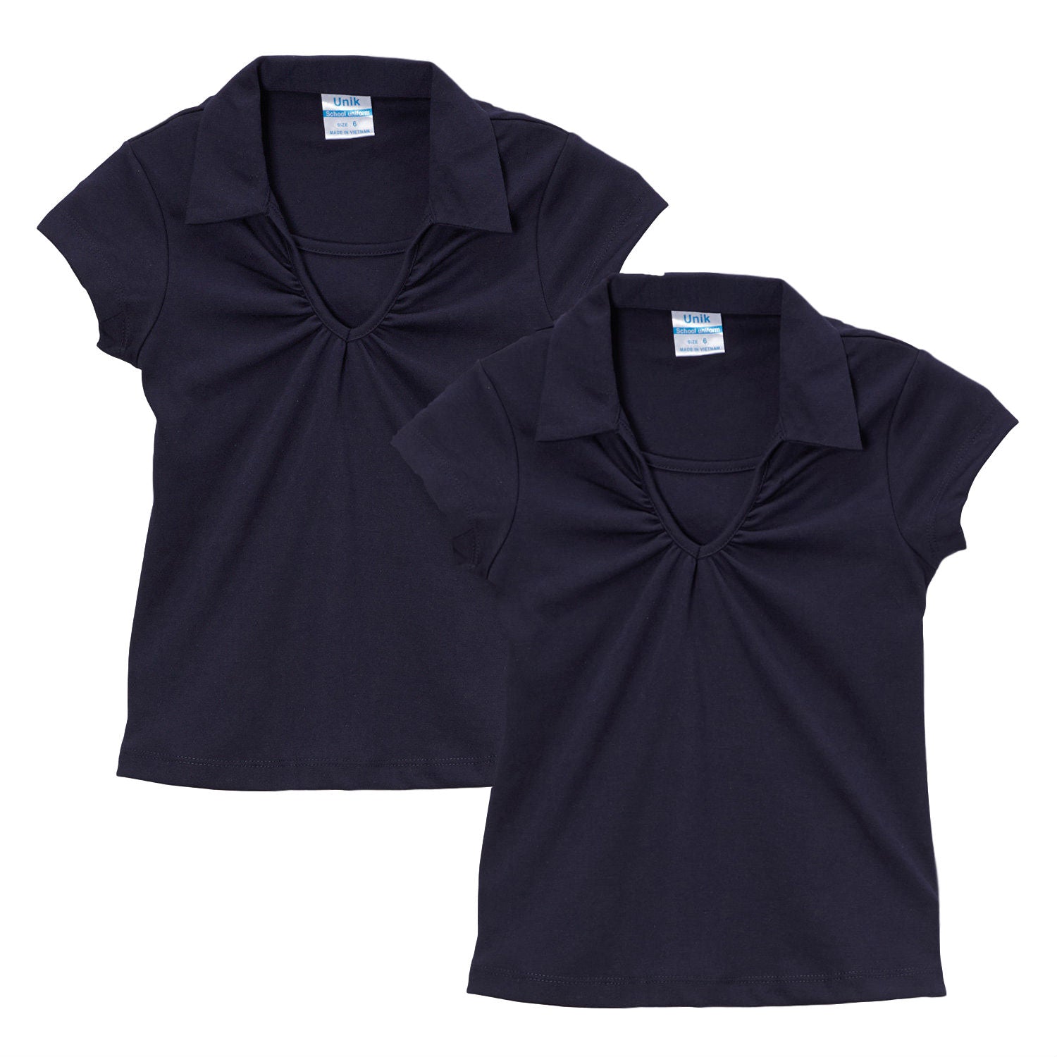 Girl's Uniform V-Neck Collar Blouse Navy 2Pack  5-18 GSU03
