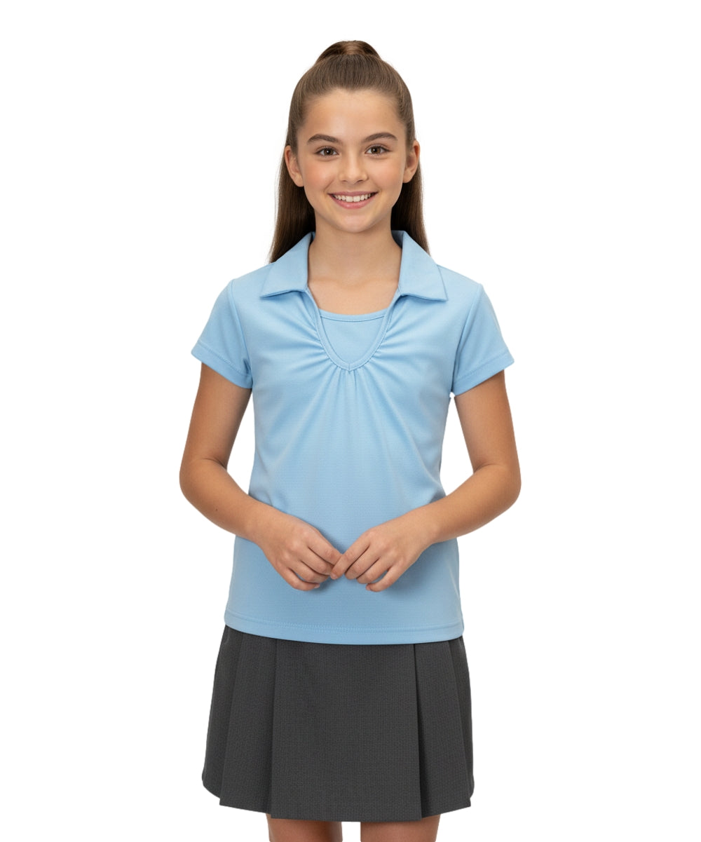 Girl's Uniform V-Neck Collar Blouse Sky Blue 3Pack  5-18 GSU03