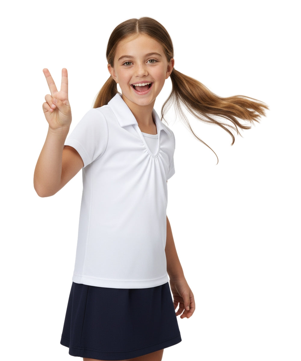 Girl's Uniform V-Neck Collar Blouse White 5-18 GSU03