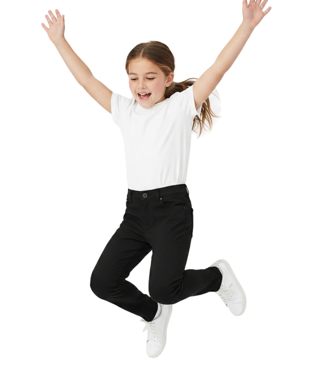 Girl Black Premium Stretch Pants Everyday Wear or Uniform  Regular and Plus/Half Sizes 4-16.5 GU06