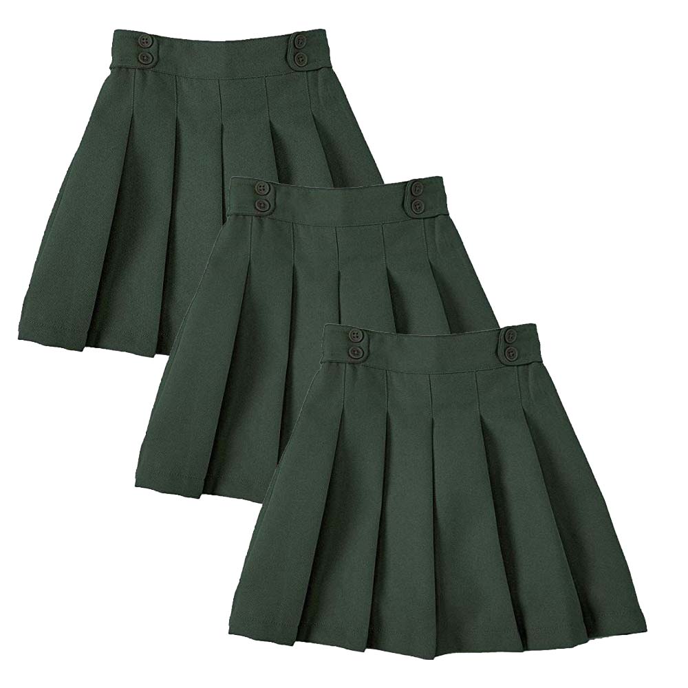 Girl's Khaki, Navy, Black, Hunter Green Uniform Skirts Scooter 4/5-16 3 Pack