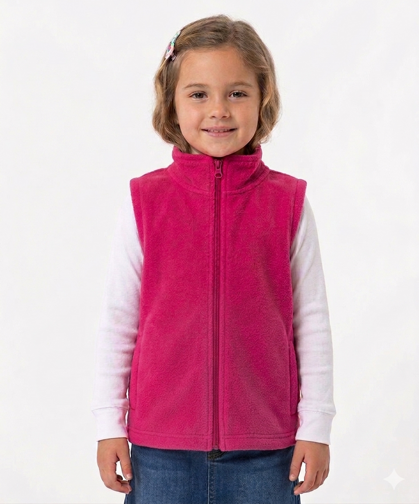 Girls Micro Fleece Vest Pink Fuchsia GVOX