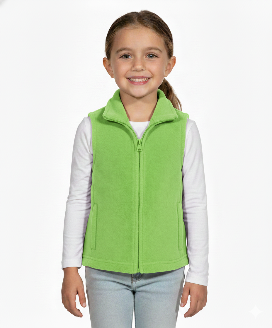 Girls Micro Fleece Vest Pink Lime GVOX