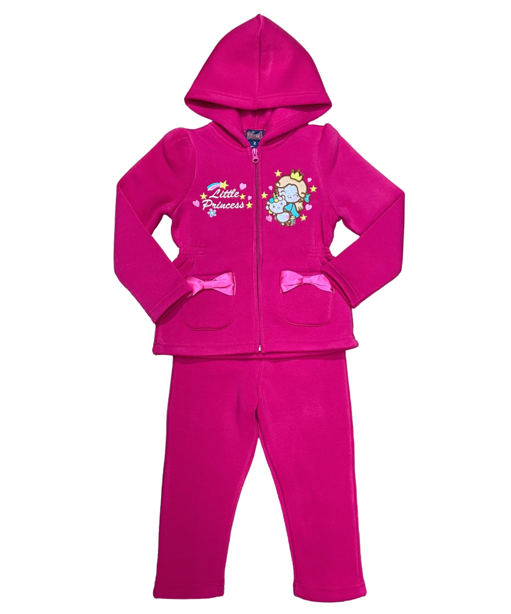 Girls "Little Princess" Embroidered Graphic Jacket and Pants Sets GW2421