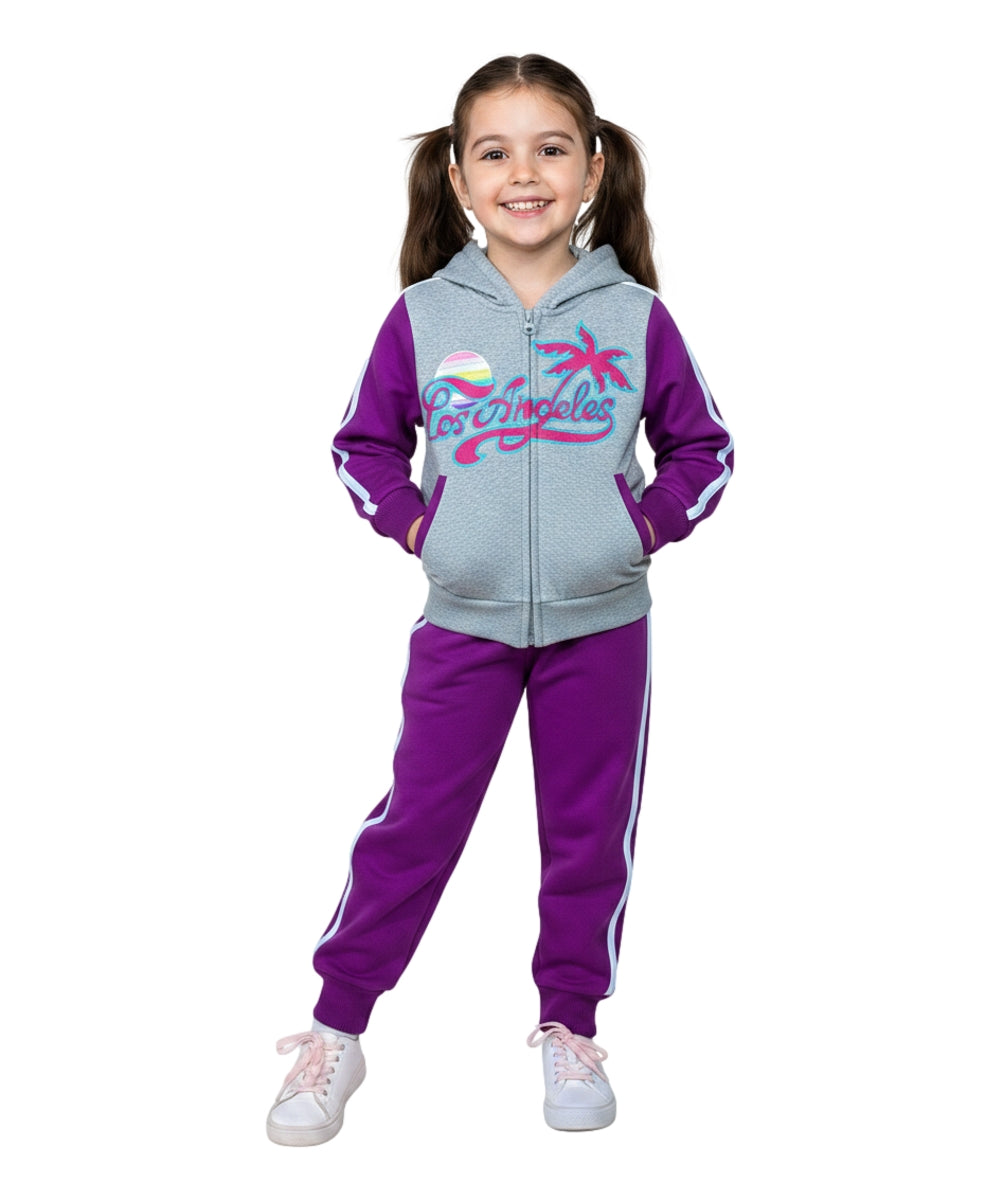 Girls' Two-Piece "Los Angeles" Tracksuit Set Jacket and Pants Set GW2572