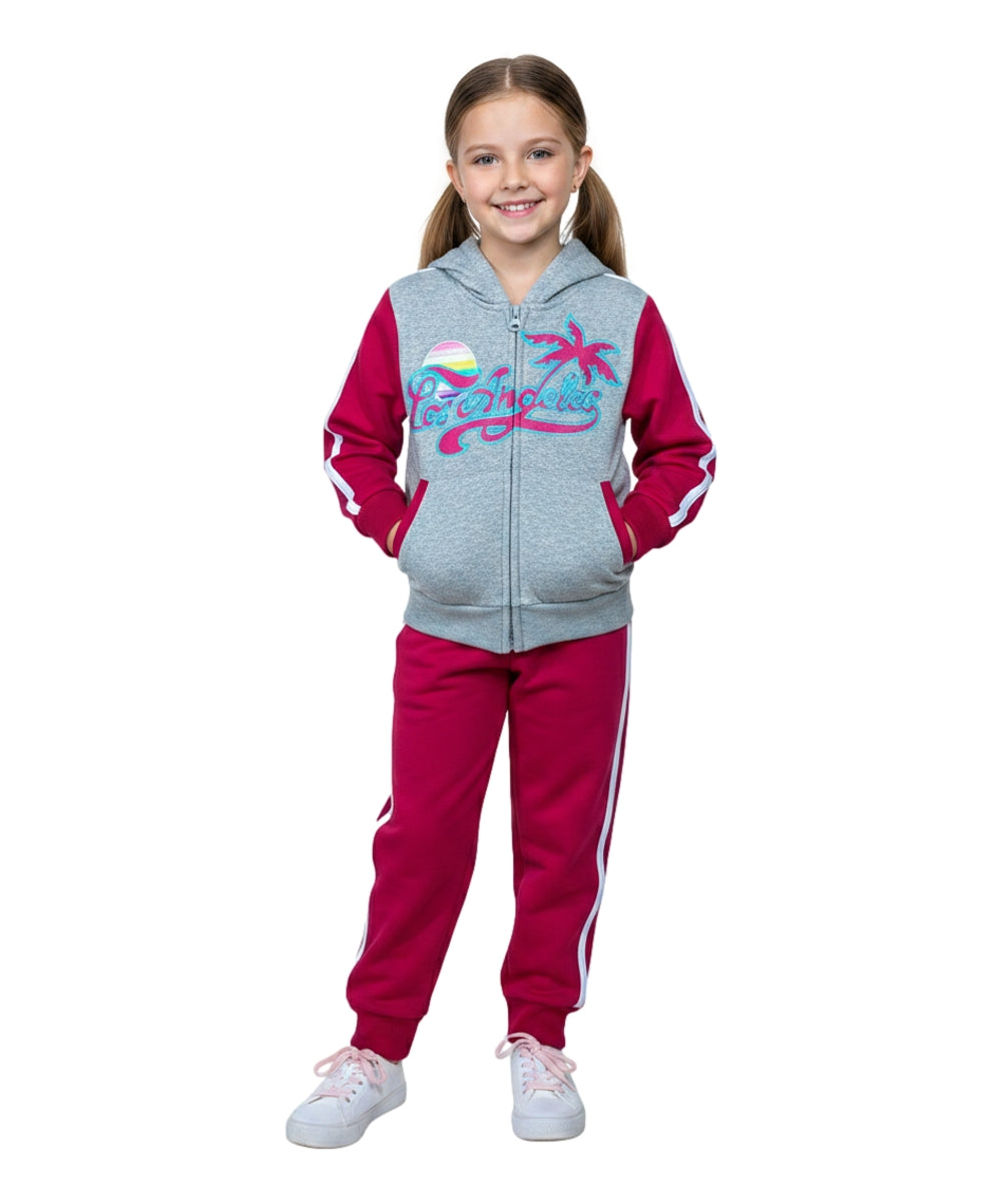 Girls' Two-Piece "Los Angeles" Tracksuit Set Jacket and Pants Set GW2572