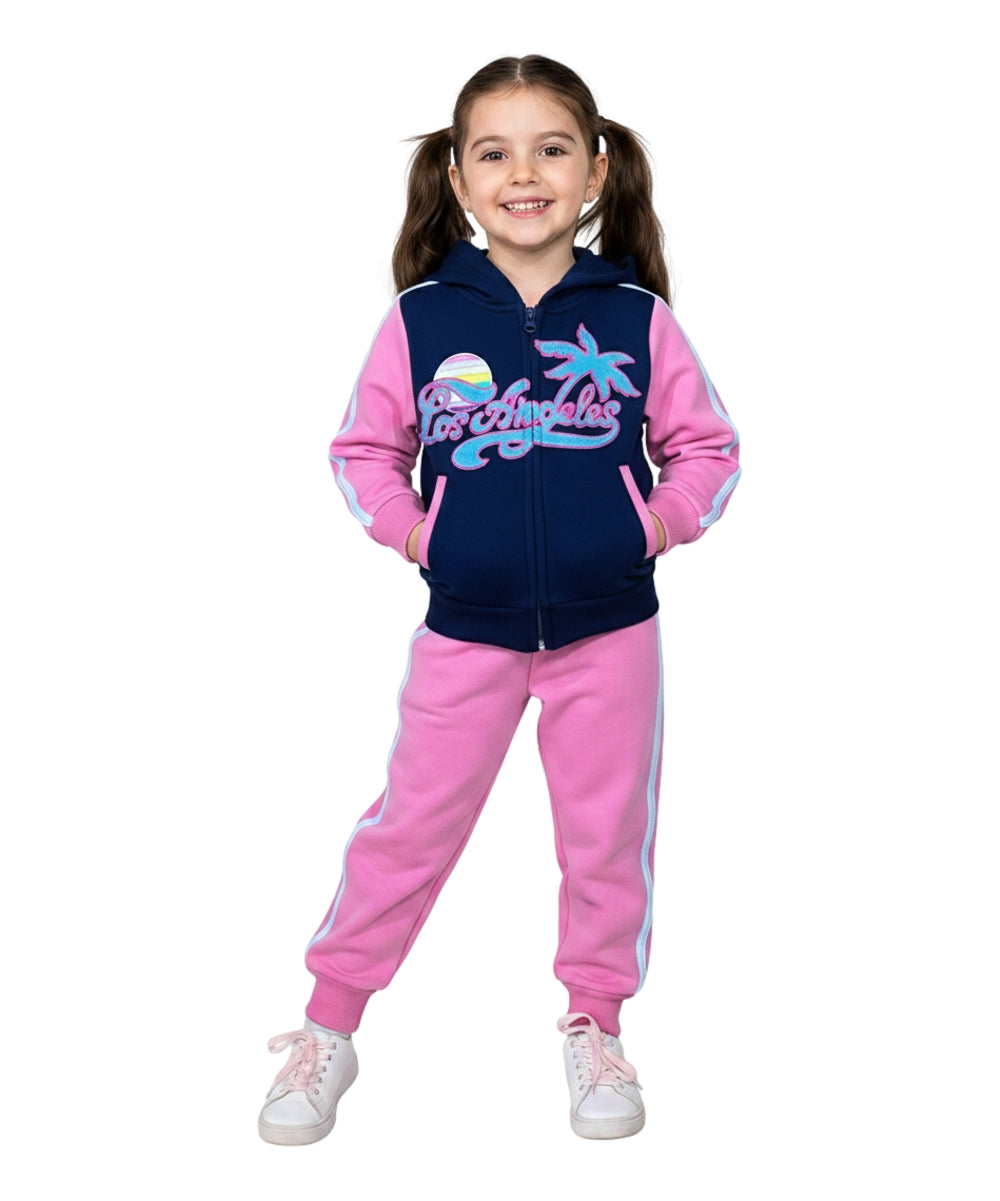 Girls' Two-Piece "Los Angeles" Tracksuit Set Jacket and Pants Set GW2572