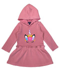 Girl Embroidery Unicorn Fleece Dress Plum GWD2270
