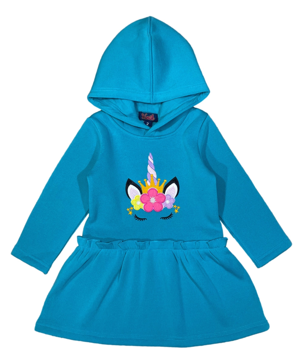 Girl Embroidery Unicorn Fleece Dress L Grey GWD2270