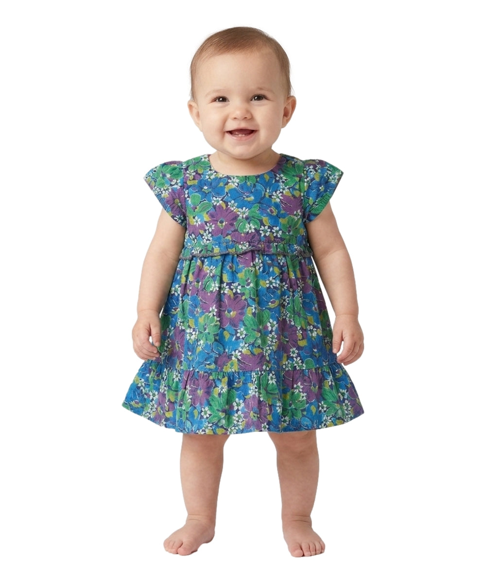 BD2272 Baby Girl Denim Dress Floral BD2272