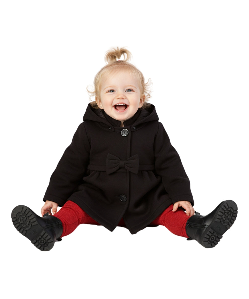Fancy Baby and Toddler Pea Coat With Bow Black GJ16111