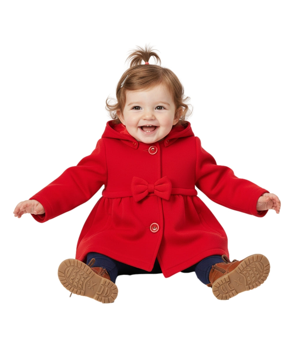 Fancy Baby and Toddler Pea Coat With Bow Red GJ16111