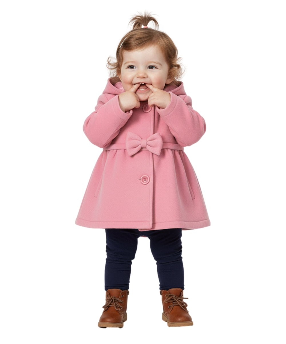 Fancy Baby and Toddler Pea Coat With Bow Rose GJ16111
