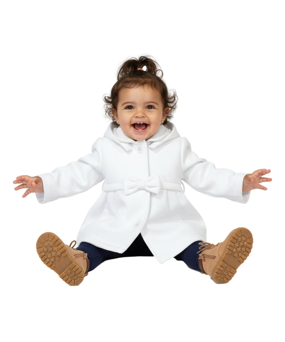 Fancy Baby and Toddler Pea Coat With Bow White GJ16111