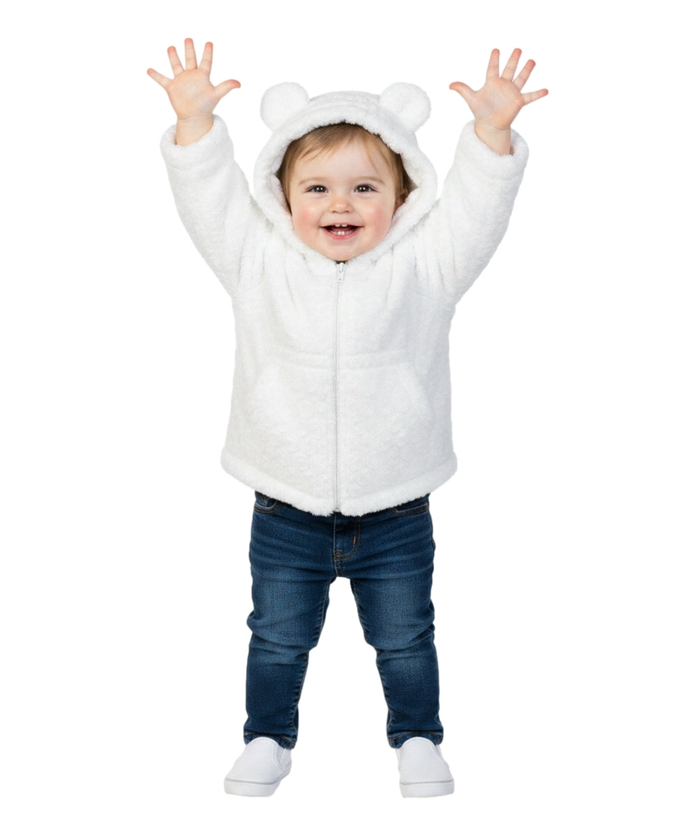 Girls Faux Fur Coat with Ear Hoodie Snow GJ22114