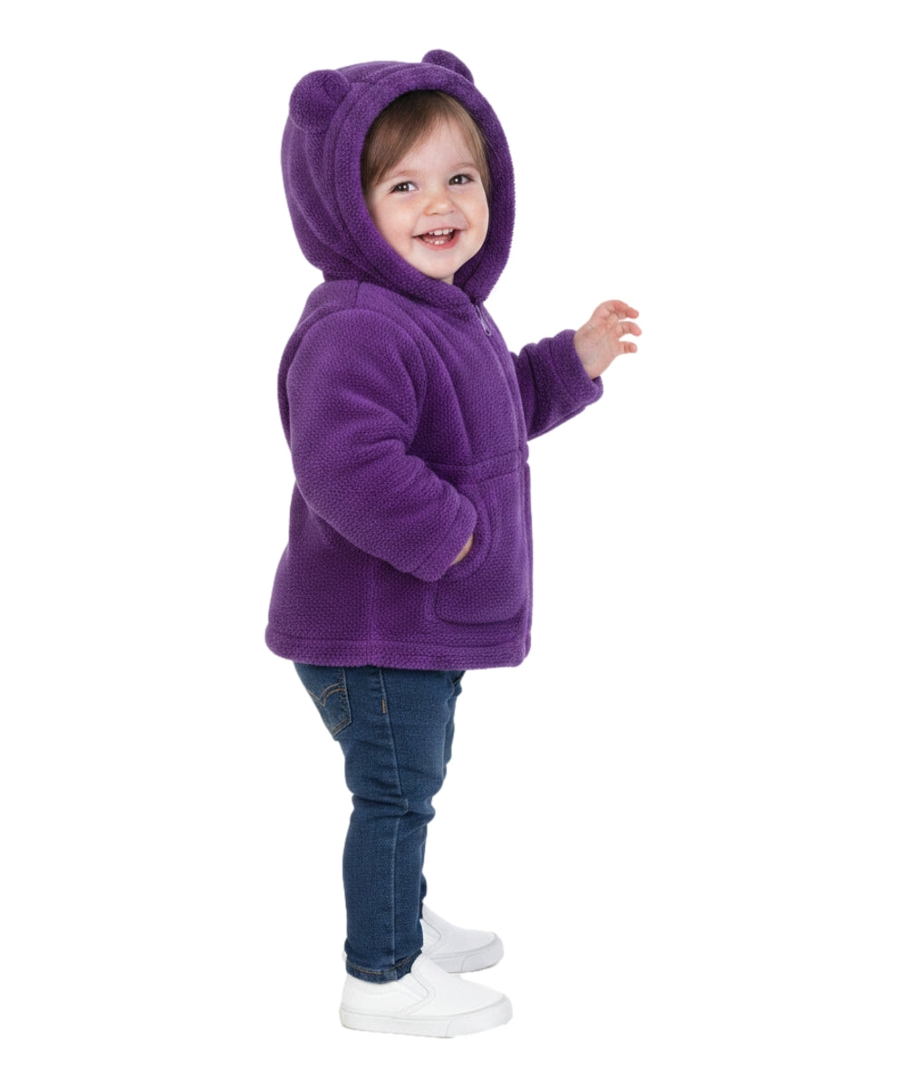 Girls Faux Fur Coat with Ear Hoodie Purple GJ22114
