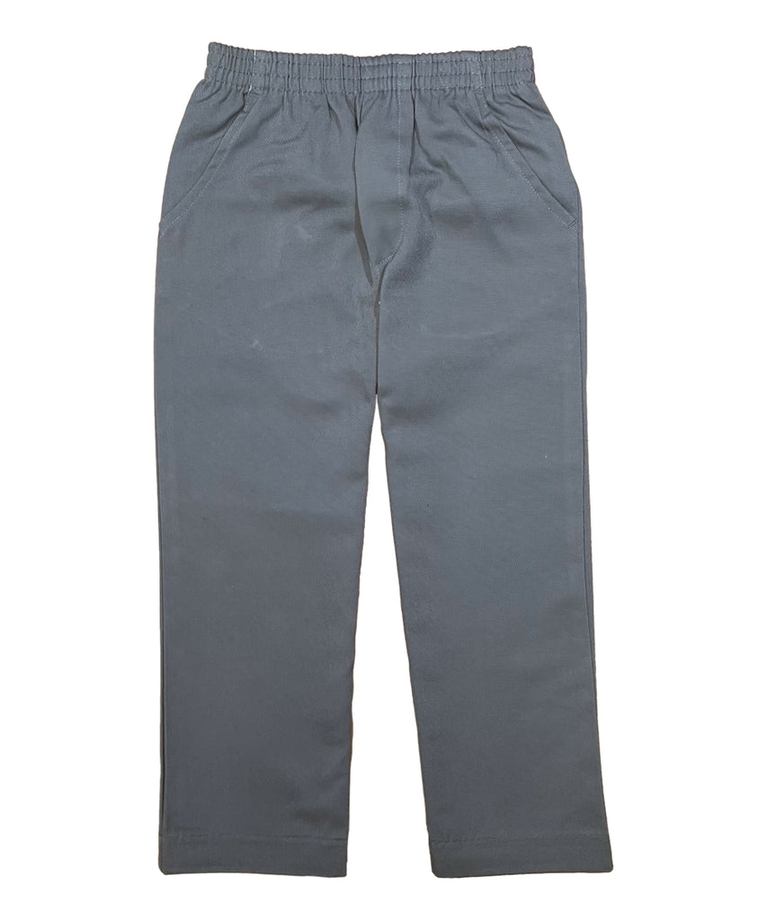 unik Boy's Grey Uniform All Elastic Waist Pull-on Pants 4-12