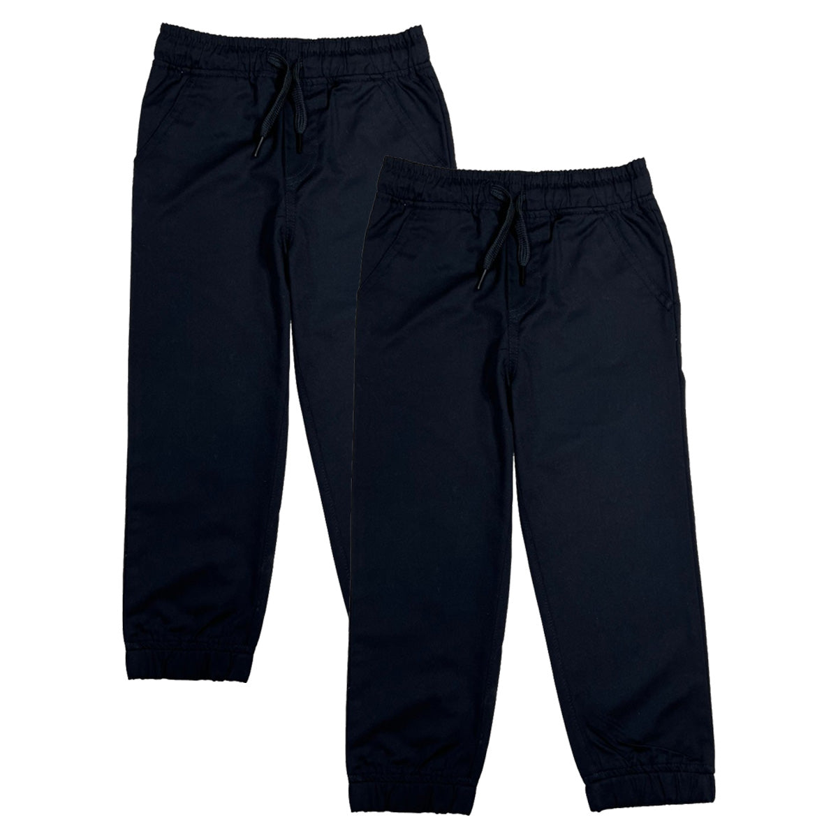 Boy Jogger School Uniform or Everyday Wear Pants with Draw Strings 4-16 JG05 Black 2Pack