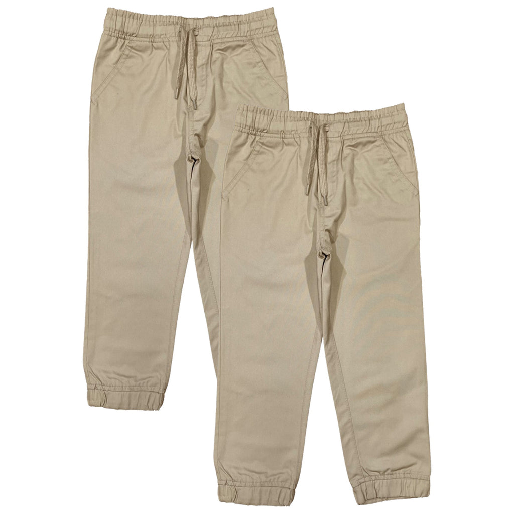Boy Jogger School Uniform or Everyday Wear Pants with Draw Strings 4-16 JG05 Black 2Pack
