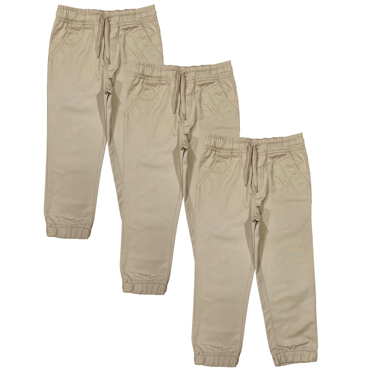 Boy Jogger School Uniform or Everyday Wear Pants with Draw Strings 4-16 JG05 Black 3Pack