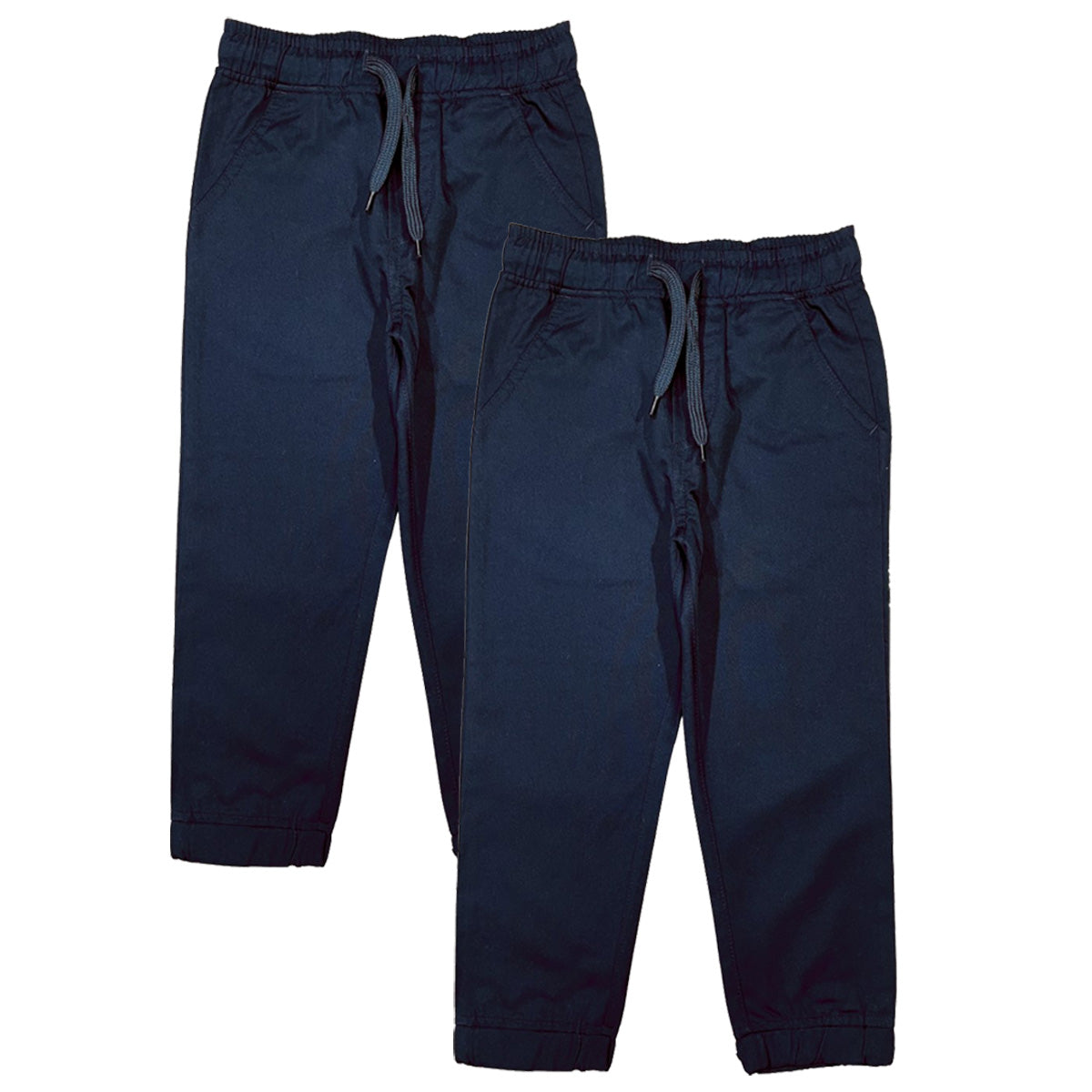 Boy Jogger School Uniform or Everyday Wear Pants with Draw Strings 4-16 JG05 Navy 2Pack