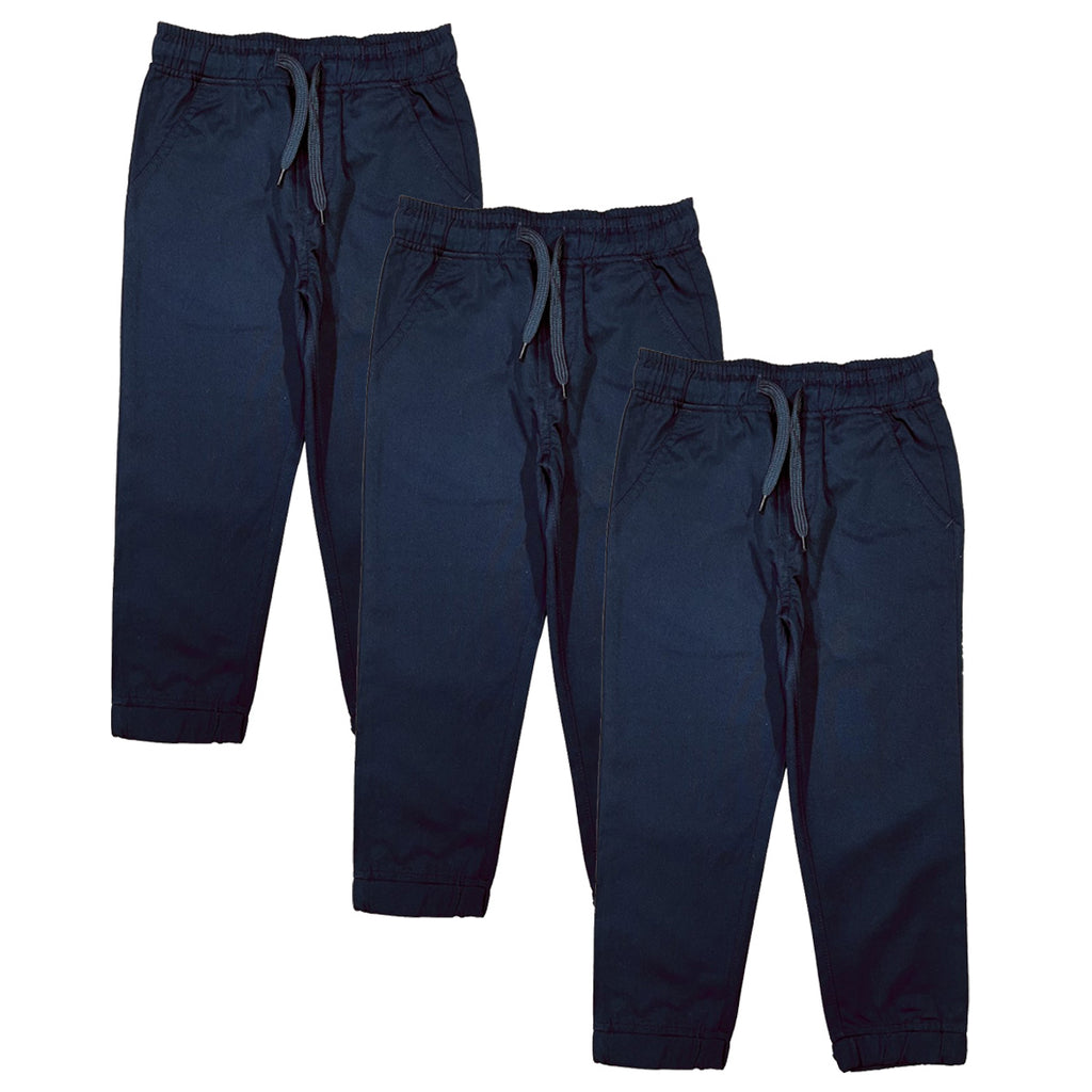 Boy Jogger School Uniform or Everyday Wear Pants with Draw Strings 4-16 JG05 Khaki 3Pack