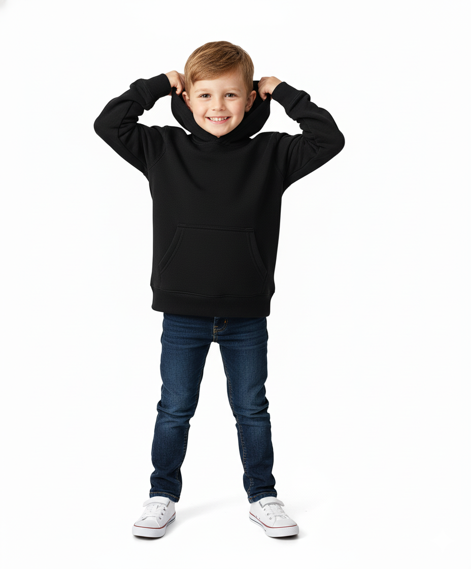Fleece Classic Warm Pull Over Hoodie Black KP101