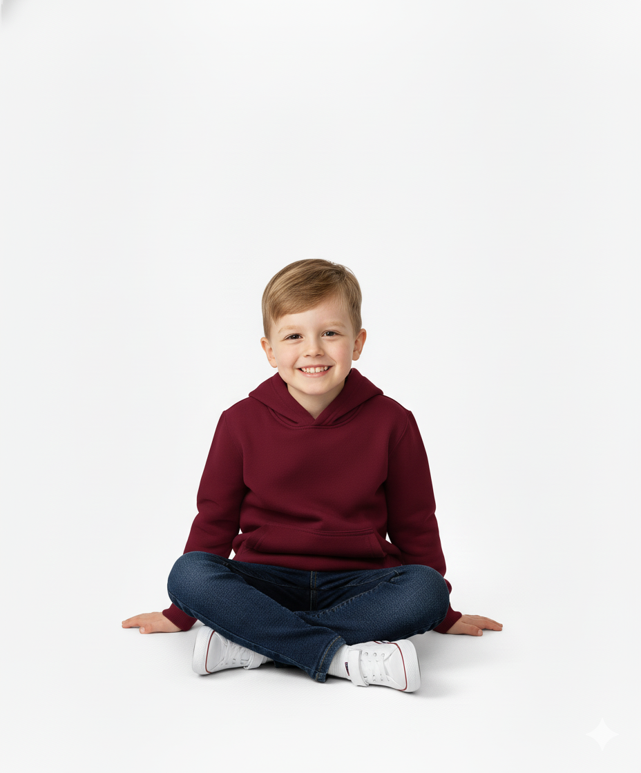 Fleece Classic Warm Pull Over Hoodie Burgundy KP101