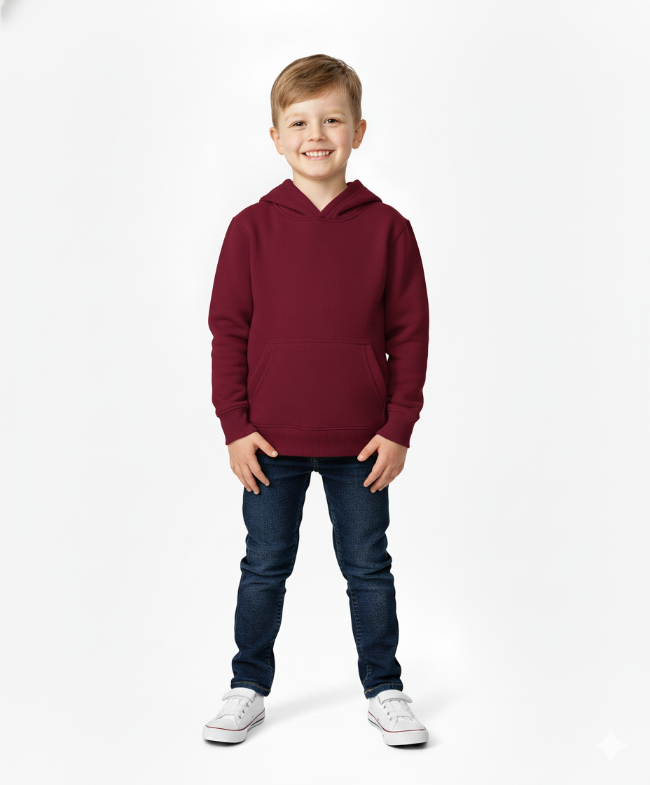 Fleece Classic Warm Pull Over Hoodie Burgundy KP101