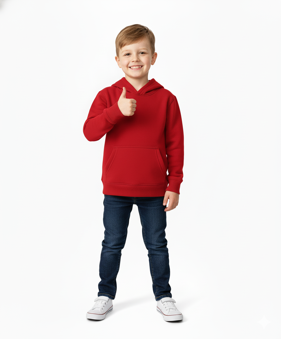 Fleece Classic Warm Pull Over Hoodie Red KP101