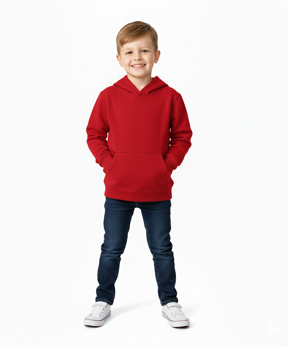 Fleece Classic Warm Pull Over Hoodie Red KP101
