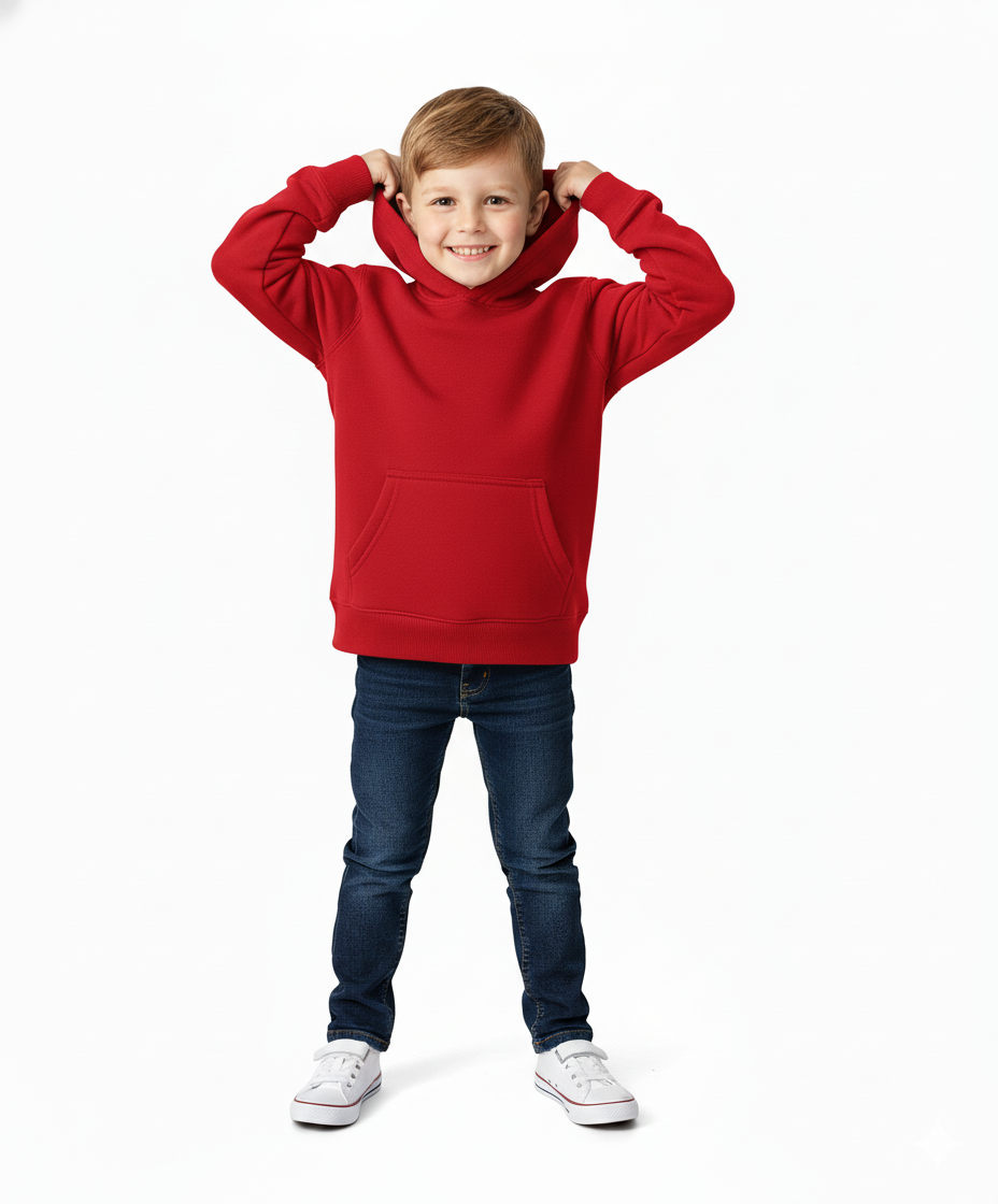 Fleece Classic Warm Pull Over Hoodie Red KP101