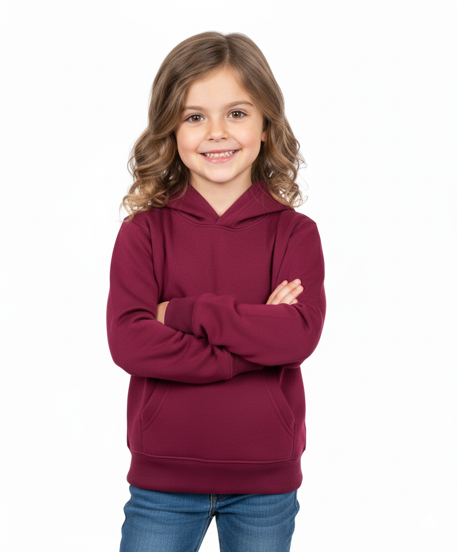 Fleece Classic Warm Pull Over Hoodie Burgundy KP101