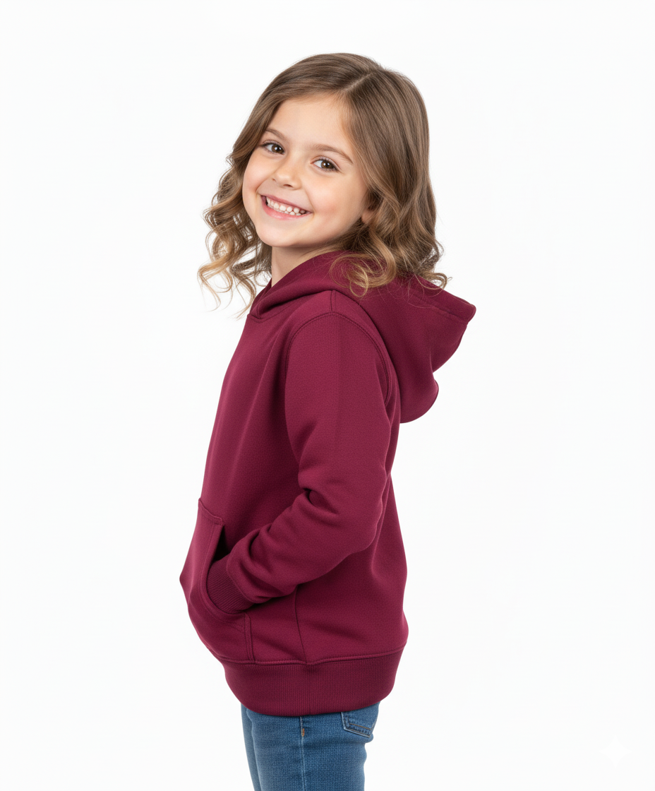 Fleece Classic Warm Pull Over Hoodie Burgundy KP101