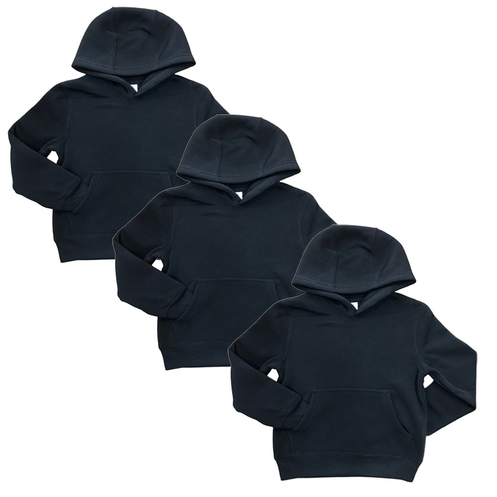 Fleece Classic Warm Pull Over Hoodie Black KP101 3 Pack