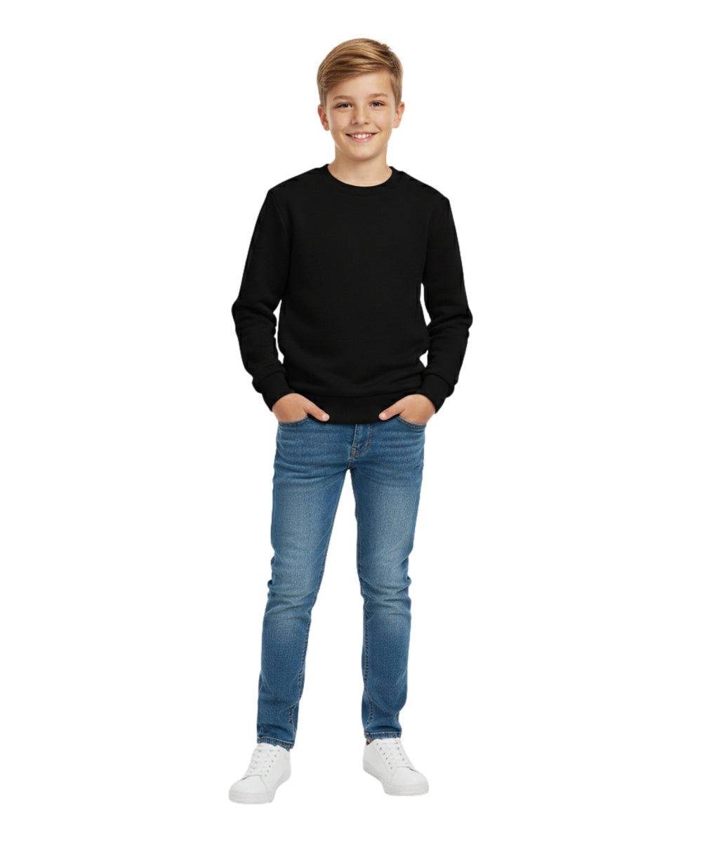Premium Quality Fleece Crewneck Sweater shirts Black KP102 2 Pack