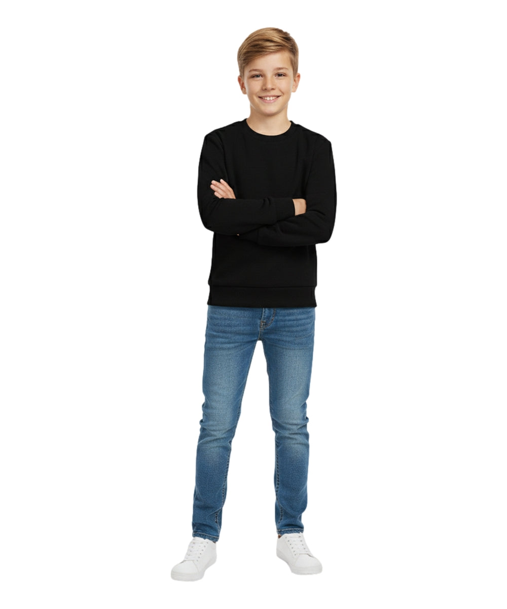Premium Quality Fleece Crewneck Sweater shirts Black KP102 2 Pack